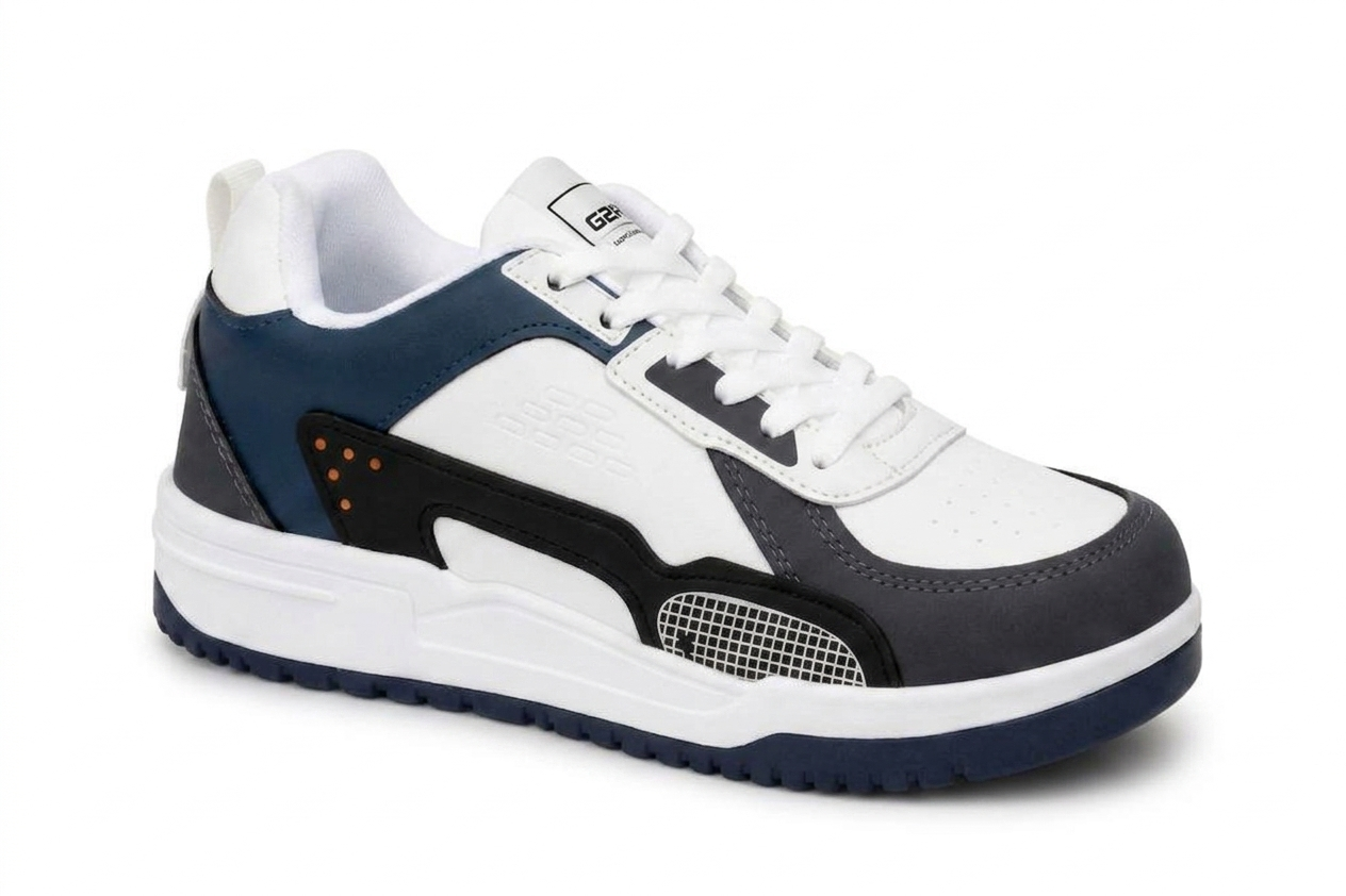 ShoeMoon Jump Edition AeroStride Sneaker (White-Navy Blue-Black)