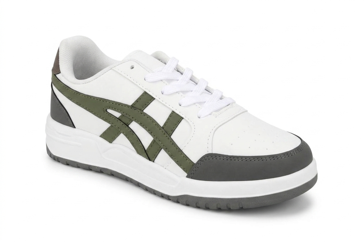 ShoeMoon Tiger Street Classic Sneaker (Green & White)