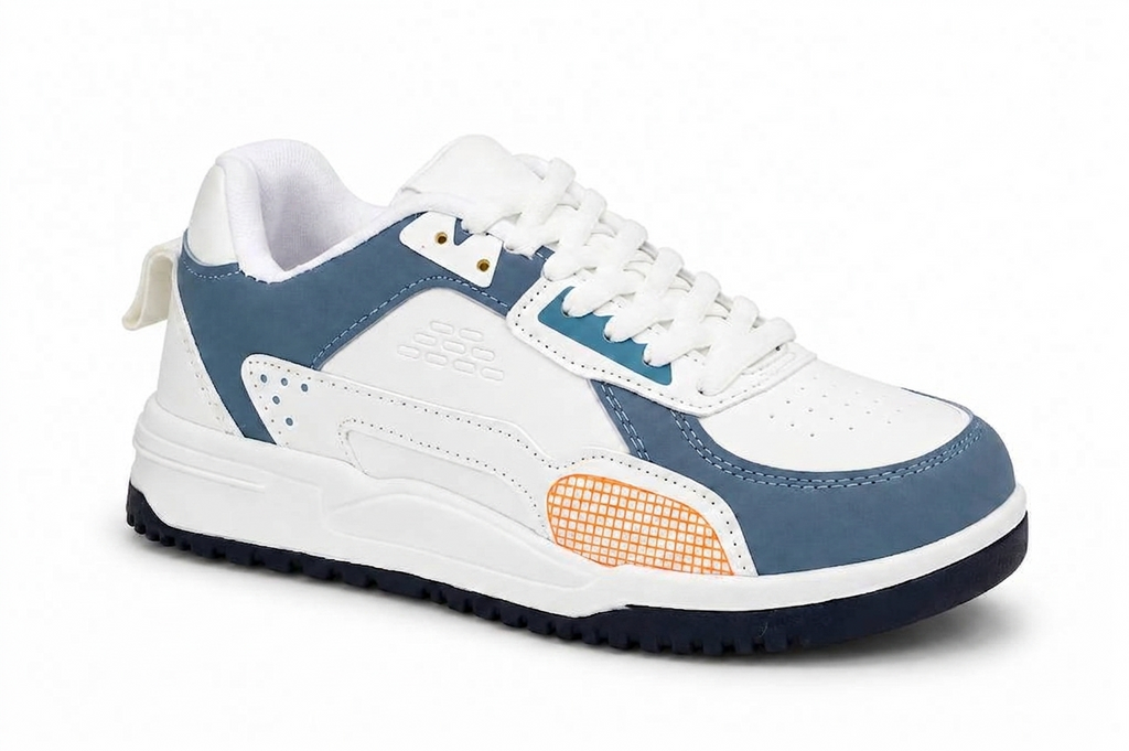 ShoeMoon Jump Edition AeroStride Sneaker (White-Navy Blue-Orange)