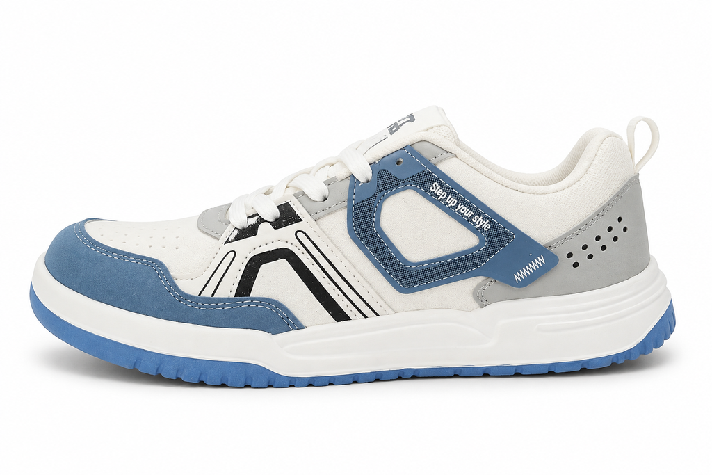 ShoeMoon Jump Edition Premium Accent Sneaker(Off White- Blue-Gray)