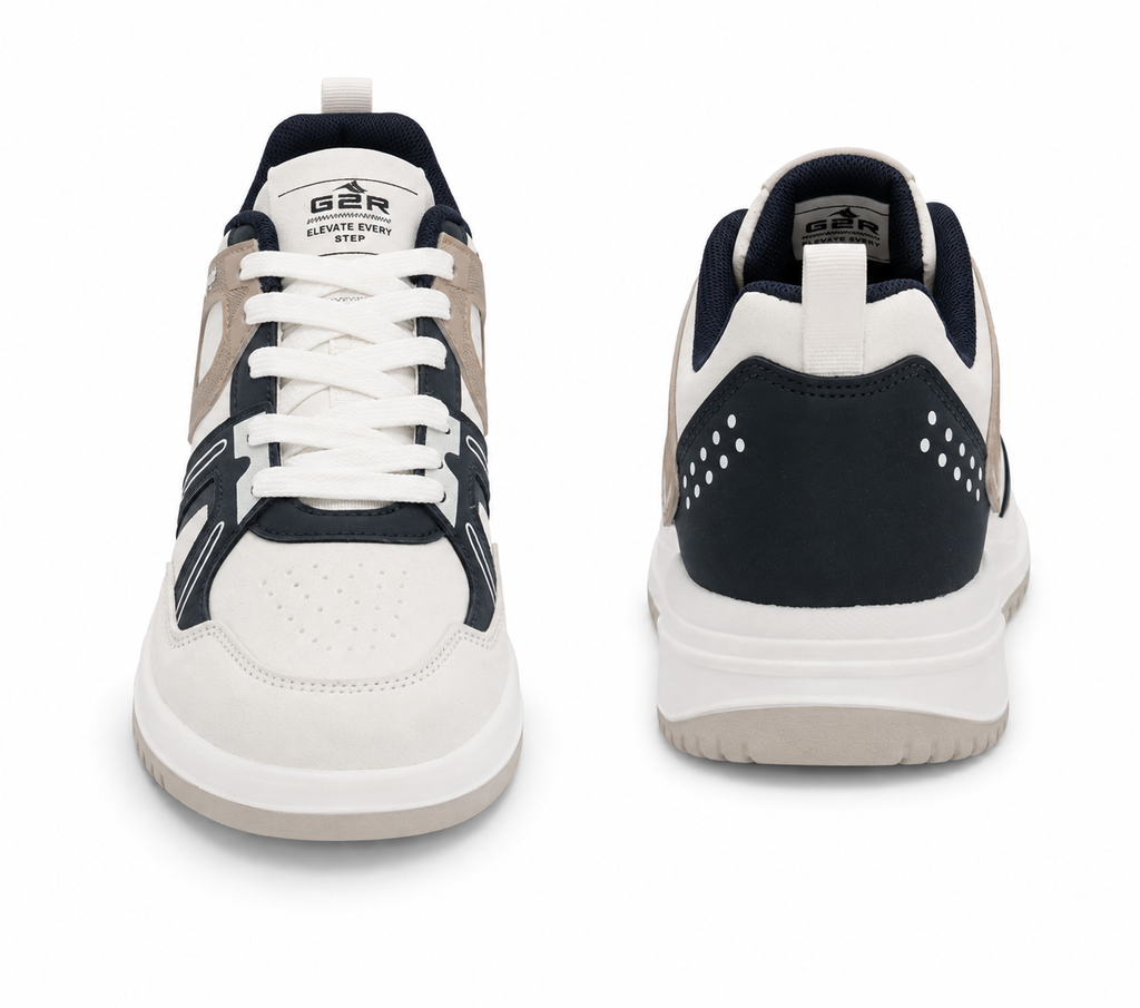ShoeMoon Jump Edition Premium Accent Sneaker ( Off White-Light Brown-Black)