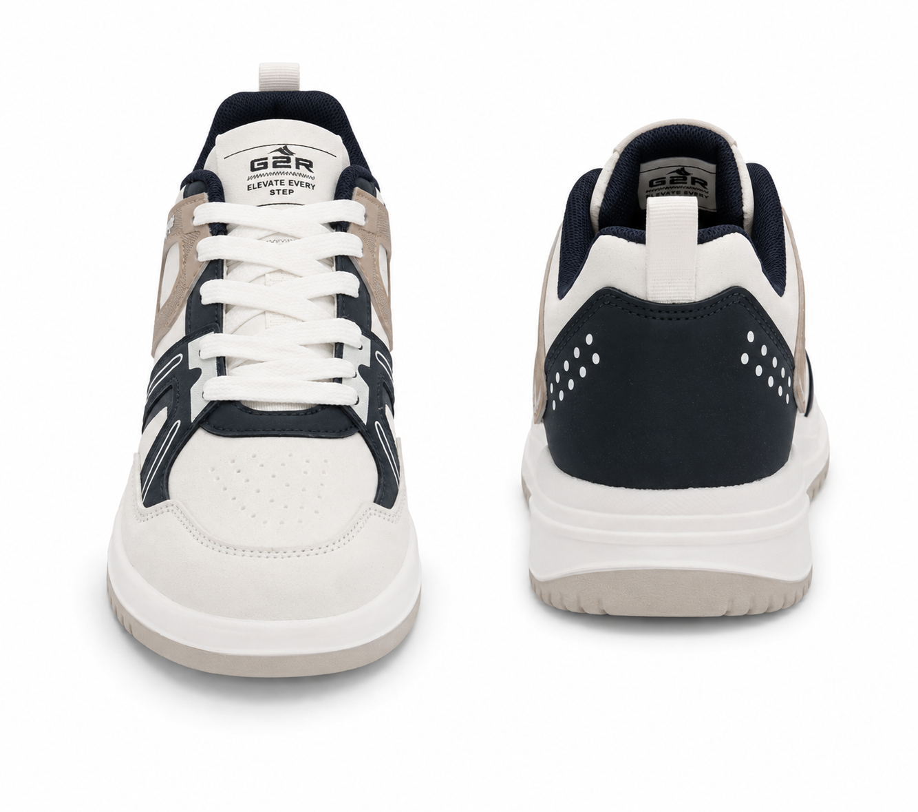ShoeMoon Jump Edition Premium Accent Sneaker ( Off White-Light Brown-Black)