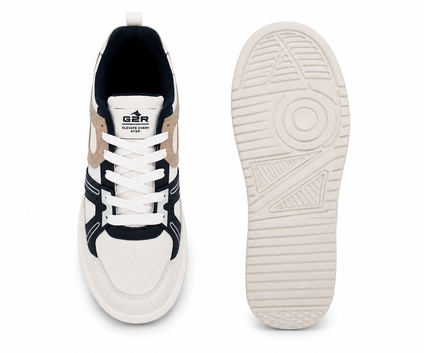 ShoeMoon Jump Edition Premium Accent Sneaker ( Off White-Light Brown-Black)