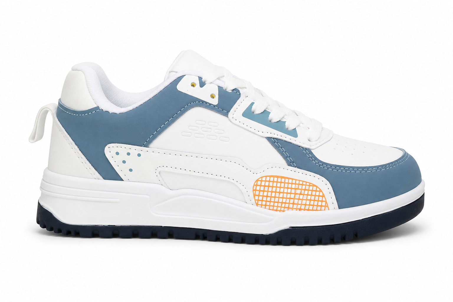 ShoeMoon Jump Edition AeroStride Sneaker (White-Navy Blue-Orange)
