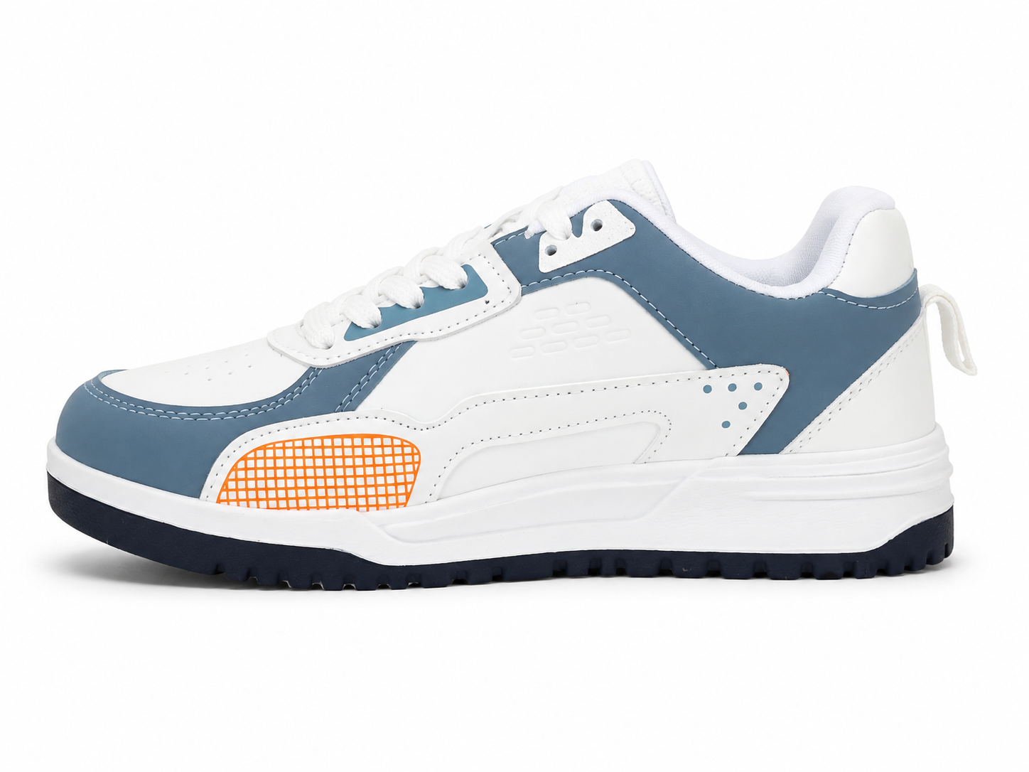 ShoeMoon Jump Edition AeroStride Sneaker (White-Navy Blue-Orange)