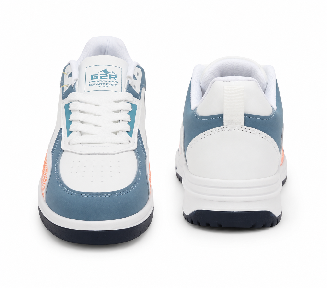 ShoeMoon Jump Edition AeroStride Sneaker (White-Navy Blue-Orange)