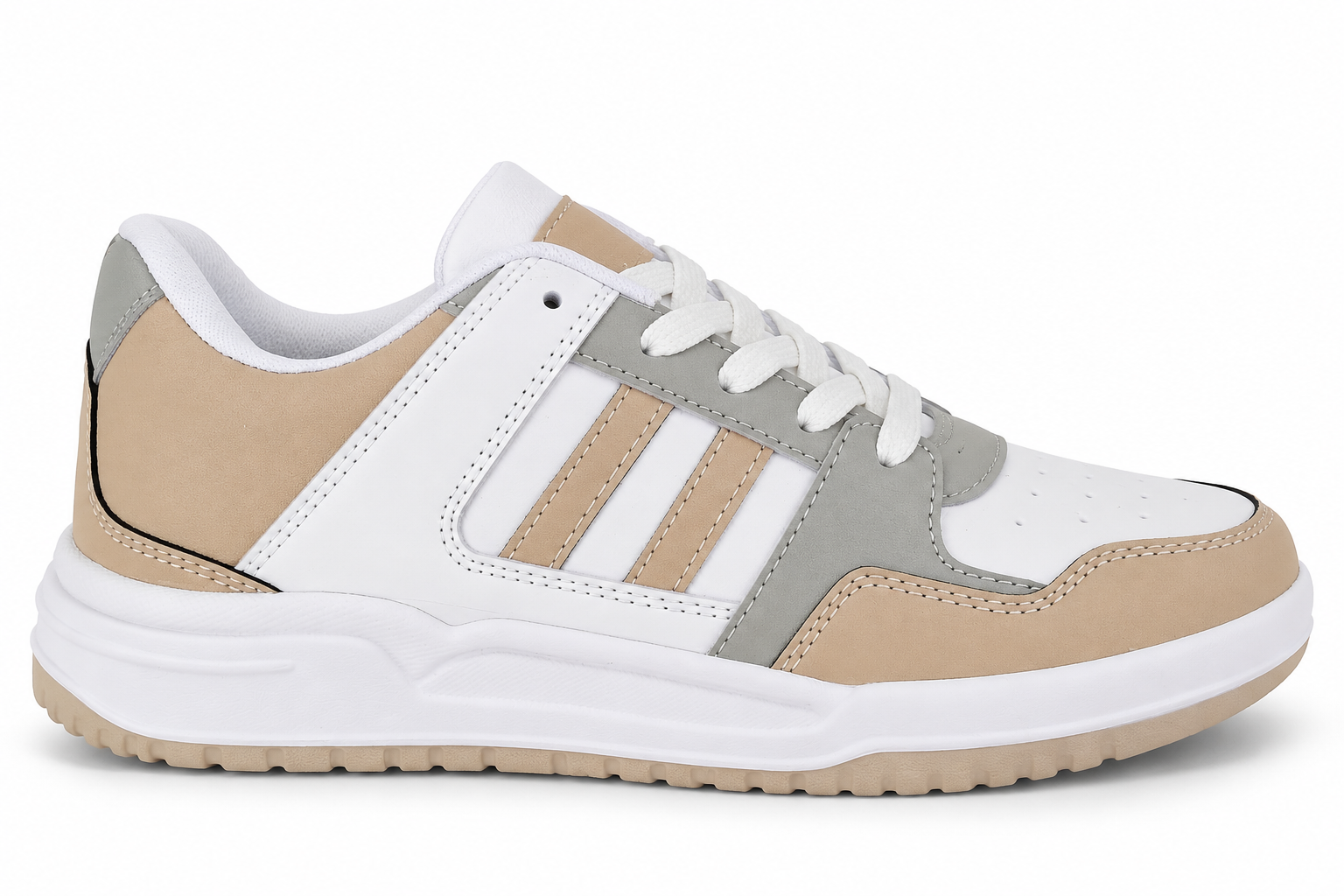 ShoeMoon Urban Plus Retro Stripe Sneaker(Beige & White)