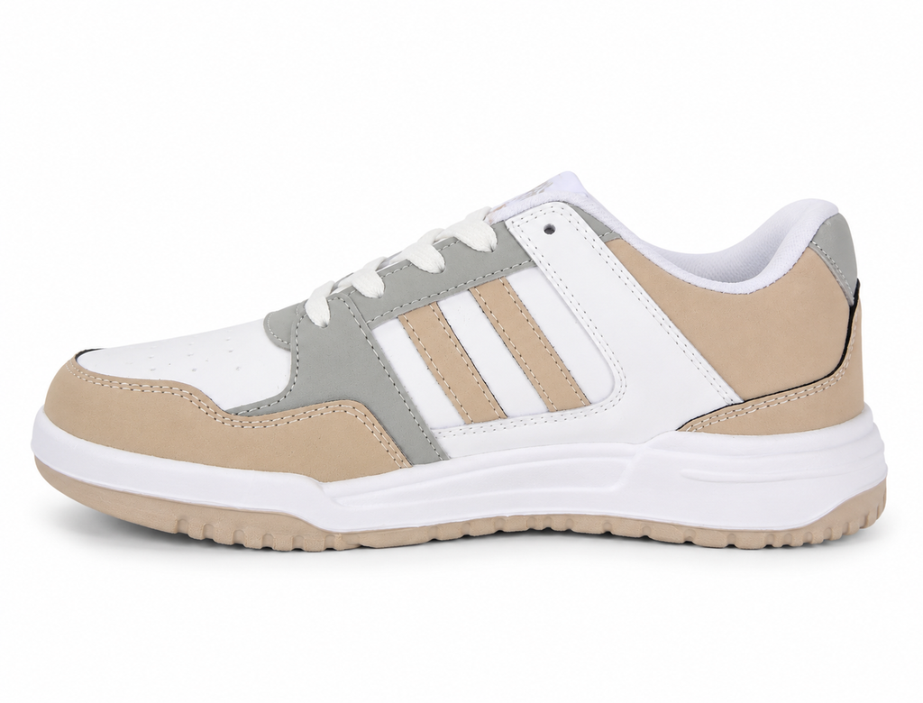 ShoeMoon Urban Plus Retro Stripe Sneaker(Beige & White)