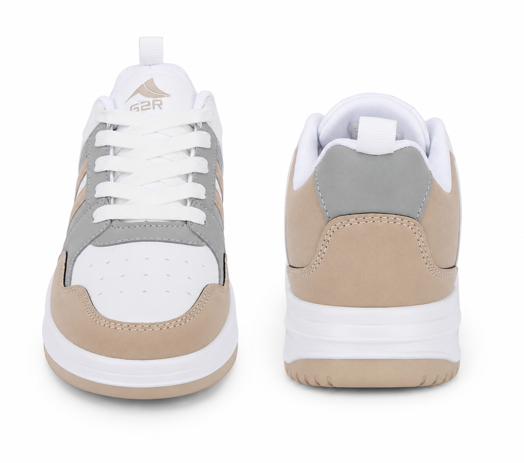ShoeMoon Urban Plus Retro Stripe Sneaker(Beige & White)