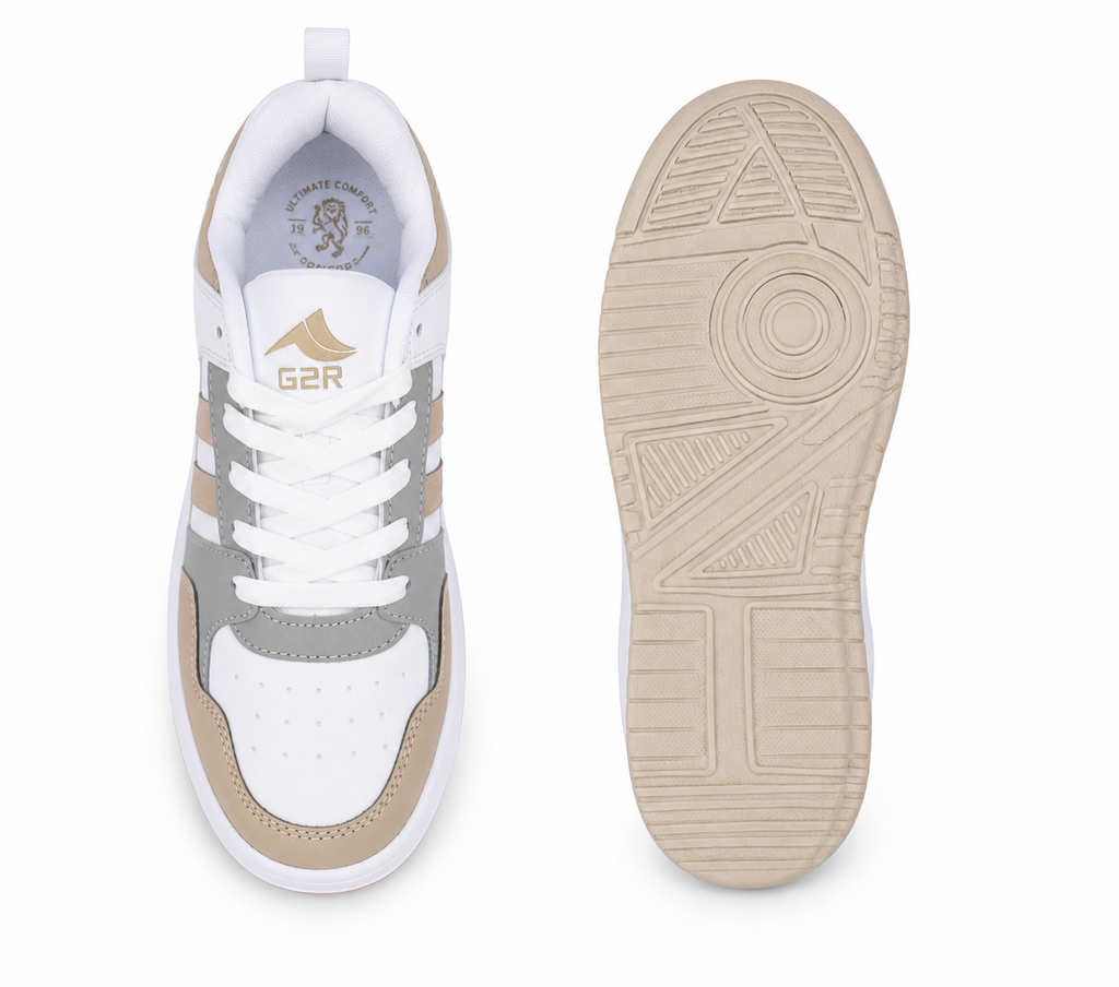 ShoeMoon Urban Plus Retro Stripe Sneaker(Beige & White)